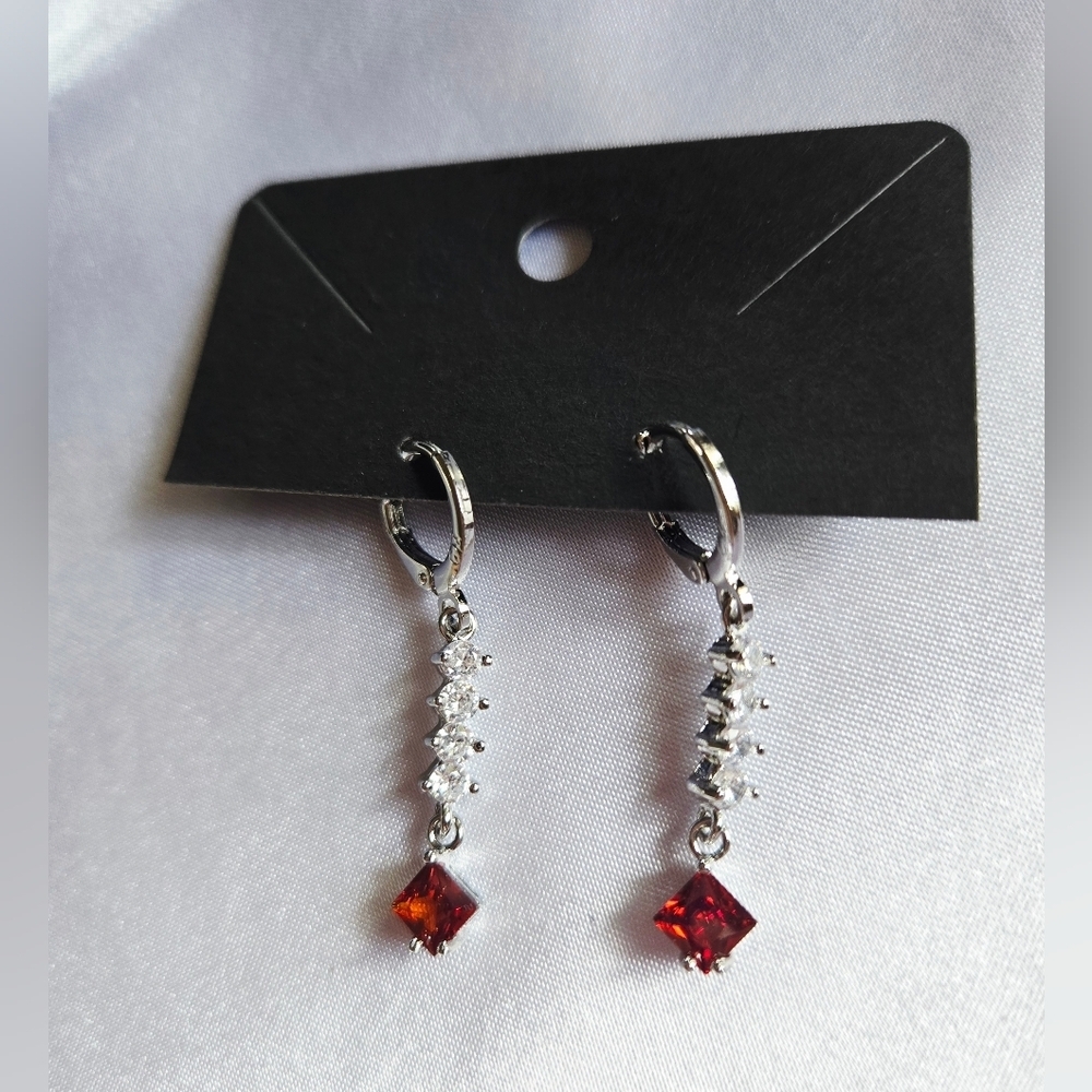 Pretty Bird Silver Earrings with Red Accents